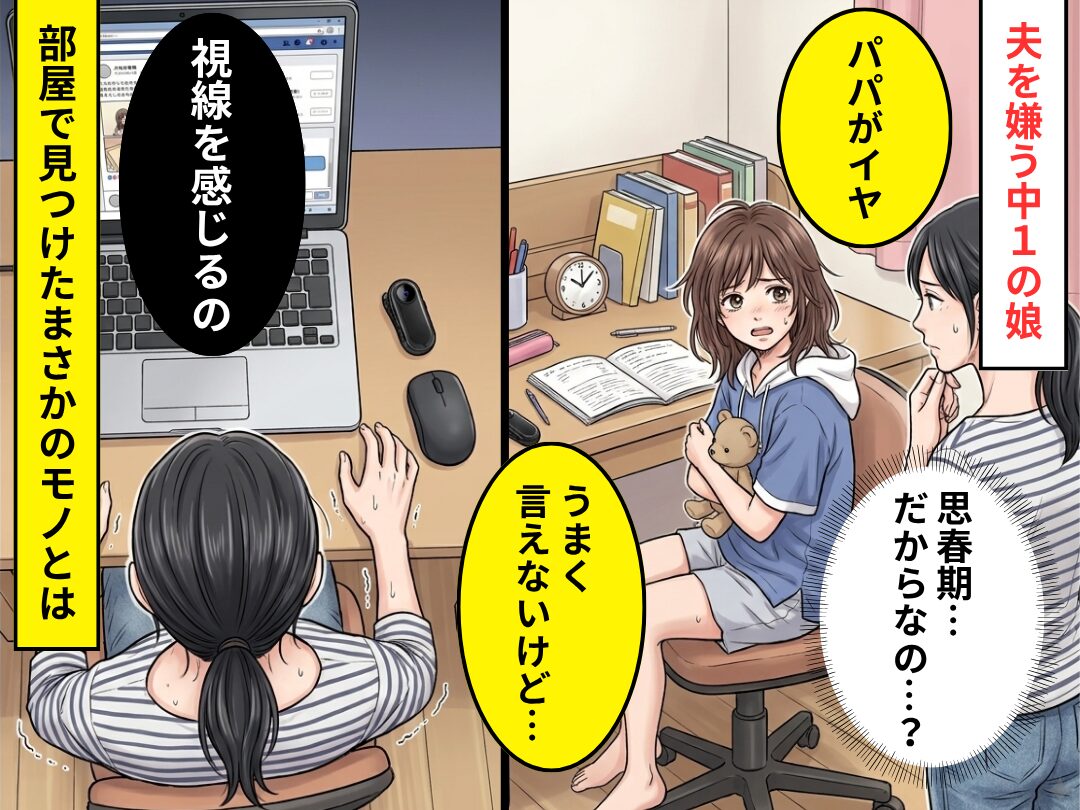 夫を嫌う中1娘「うまく言えないけど…視線を感じるの」⇒部屋で見つけた【まさかのモノ】に…妻が青ざめたワケ