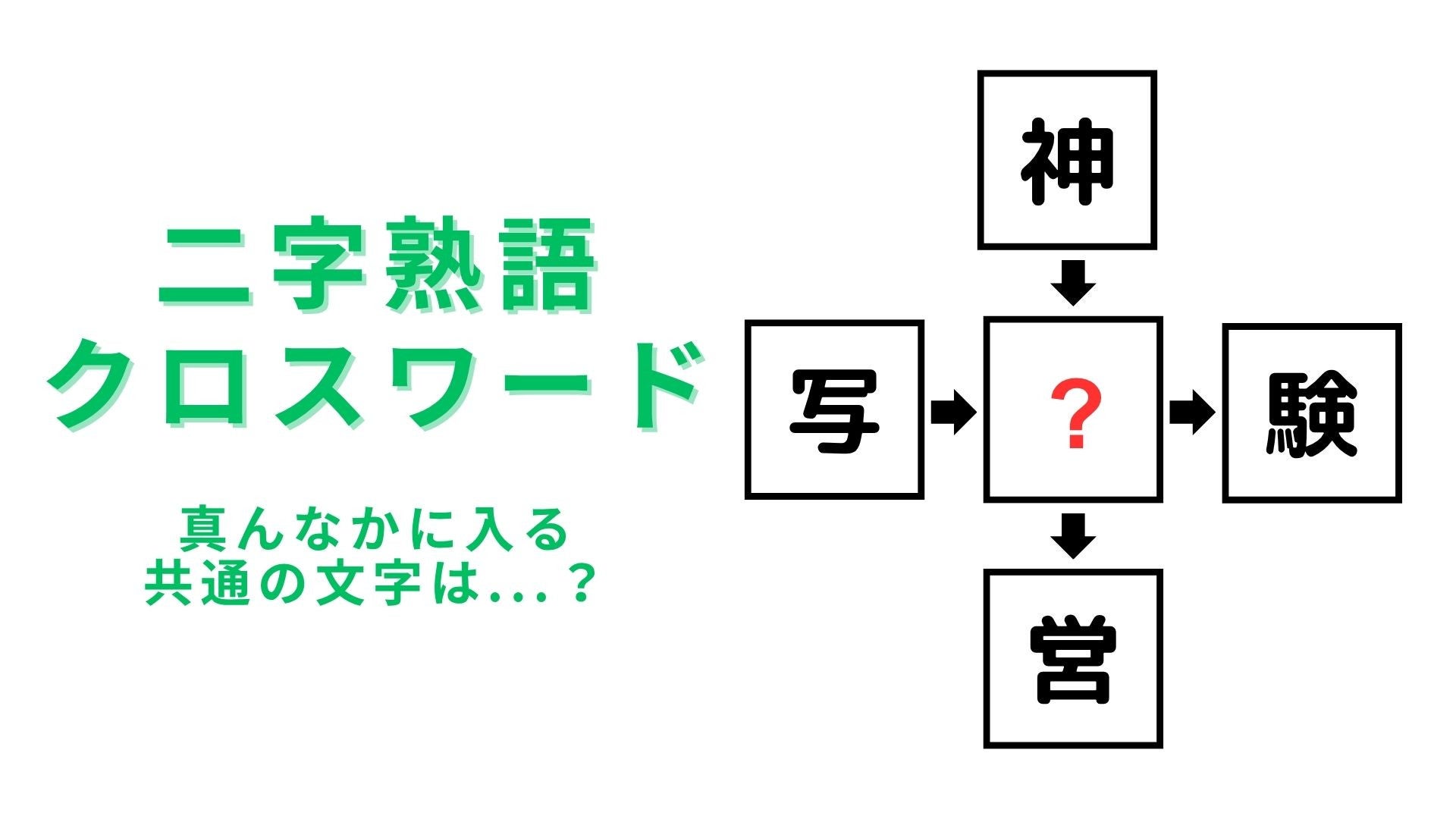 【二字熟語クロスワード】真んなかに入る漢字は？身近な言葉なのに意外と迷う！