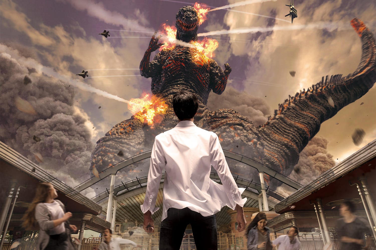 USJ、ゴジラがパークの破壊を宣言 大阪の観光名所でも大暴れ