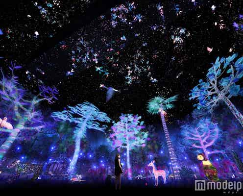 シンガポールに幻想的なアート空間 “動植物の森”を色鮮やかに描く