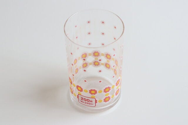 懐かしのソーダグラス（花、オレンジ・ピンク、約420mL）