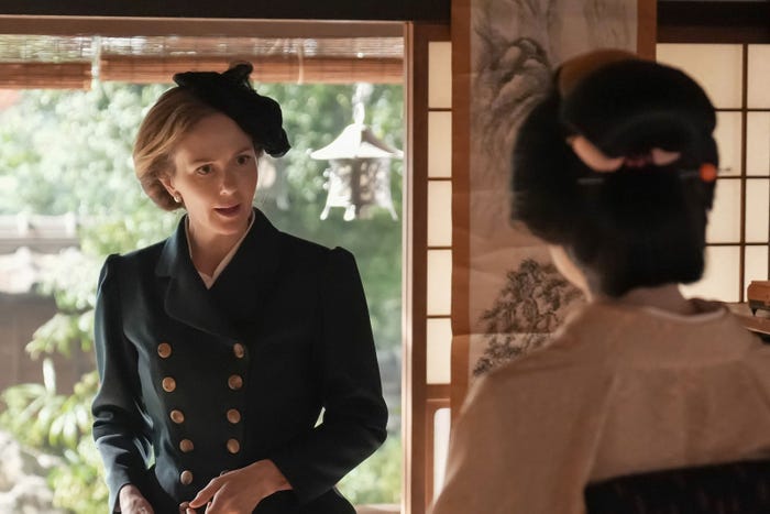 シャーロット・ケイト・フォックス、高石あかり「ばけばけ」第123話(C)NHK