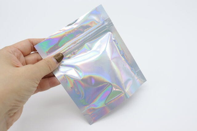 底マチオーロラストックバッグ（13cm×11cm×4cm、5枚）　背面