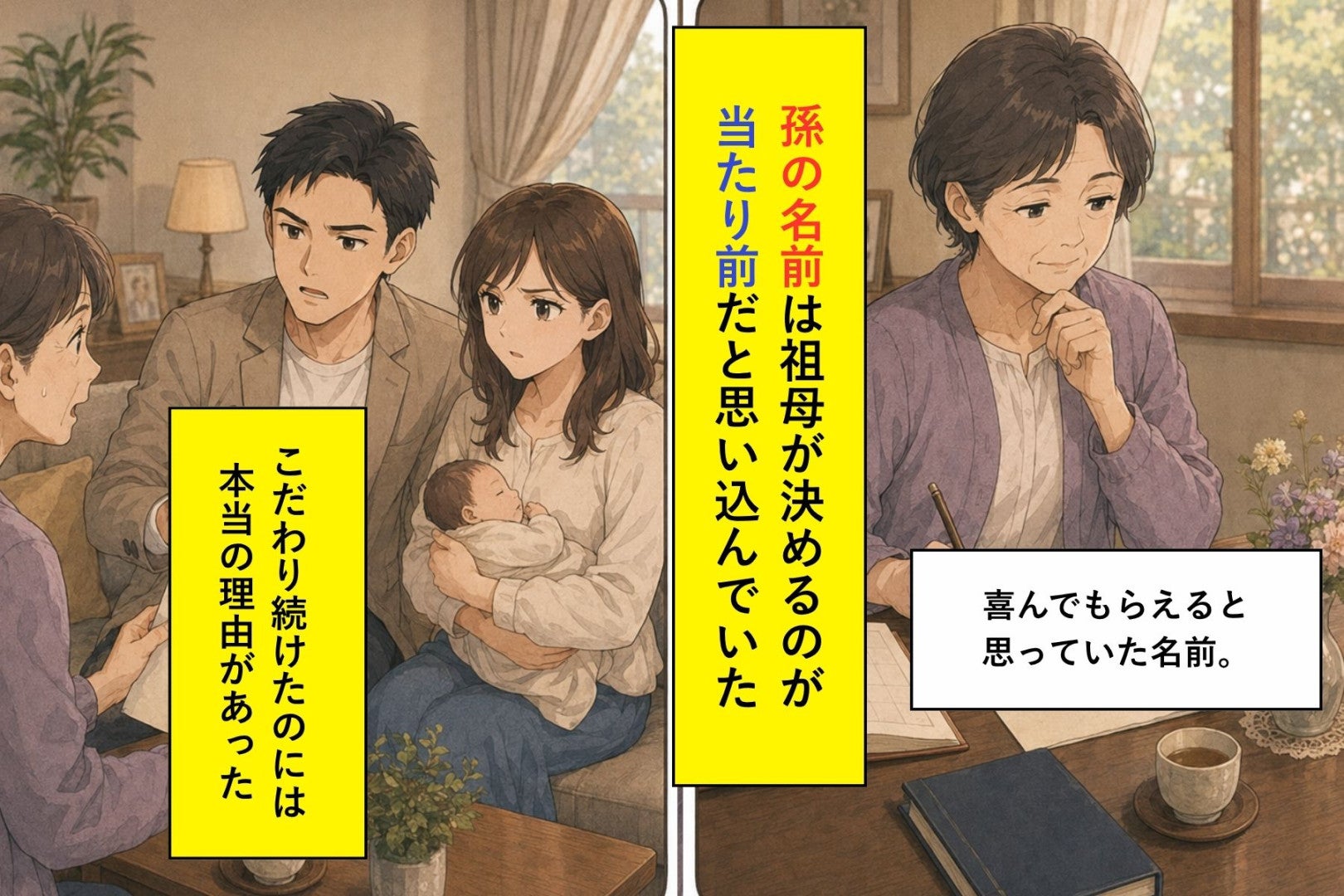「私が決めておいたから」孫の名前は祖母が決めるのが当たり前だと思い込んでいた私→こだわり続けた本当の理由