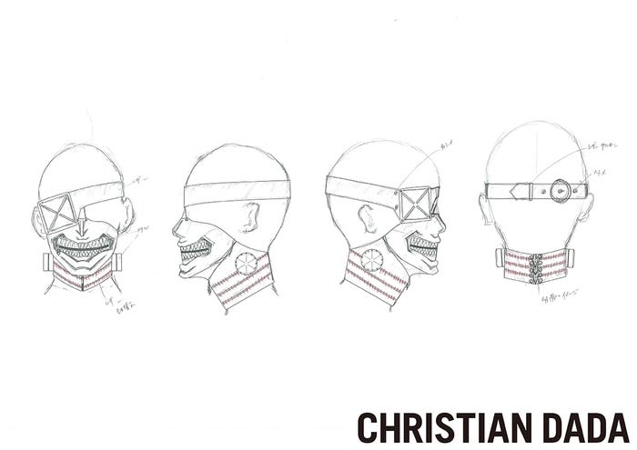 「CHRISTIAN DADA」森川マサノリ氏によるマスクのデザイン画