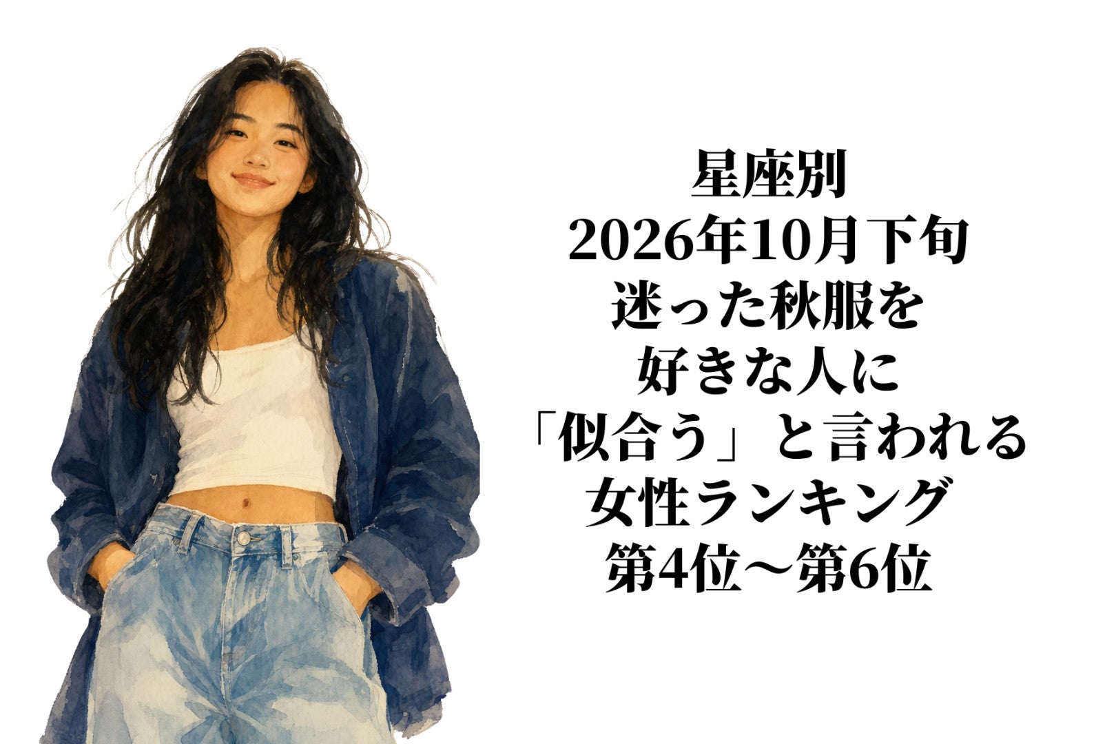【星座別】10月下旬、迷った秋服を、好きな人に「似合う」と言われる女性ランキング＜第４位～第６位＞