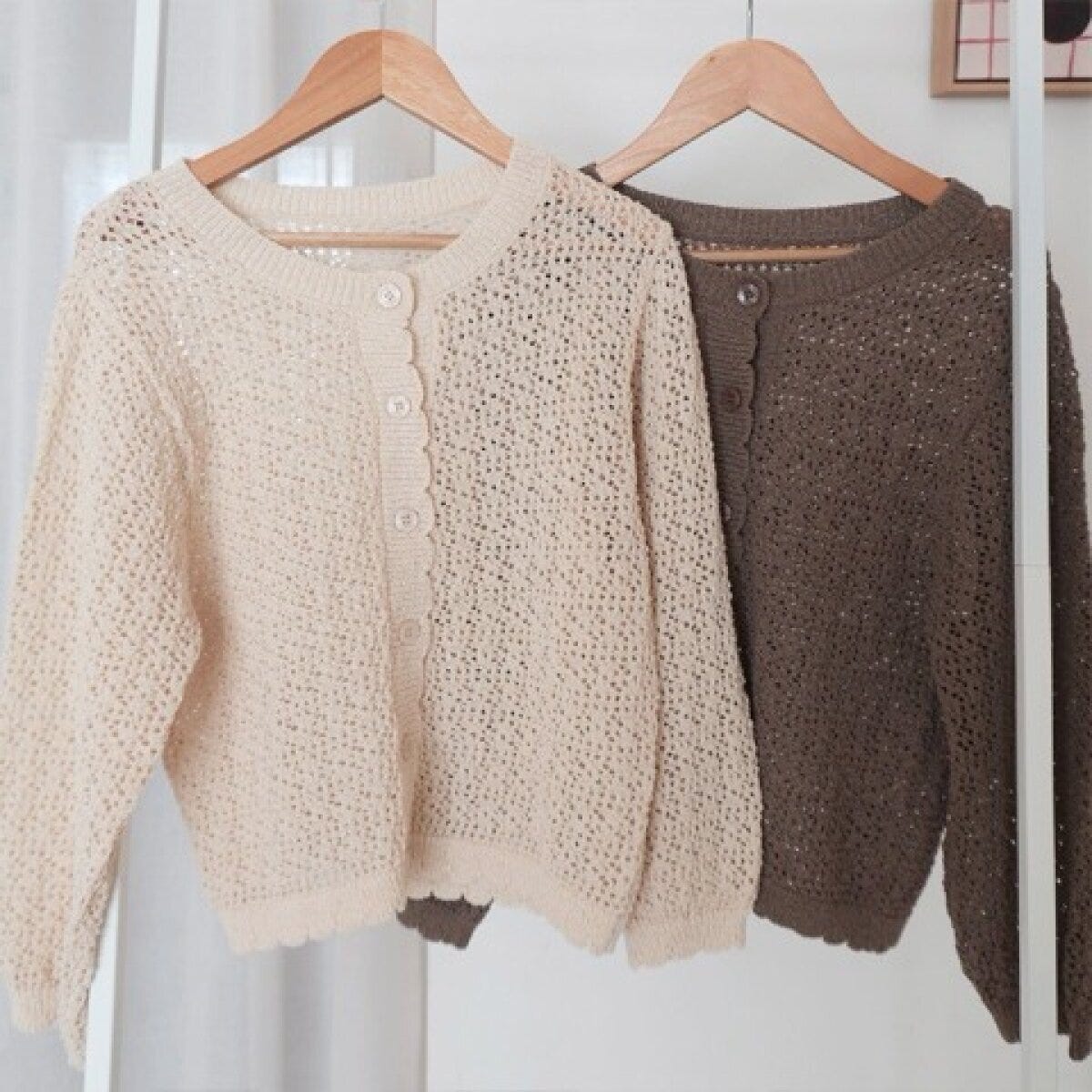 しまむらのメッシュニットカーディガン（ao）