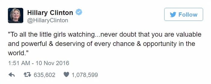ヒラリー・クリントン氏のツイート/Twitterより