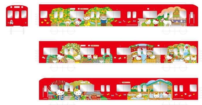 「養老鉄道×HELLO KITTY」ラッピング/画像提供:株式会社サンリオ