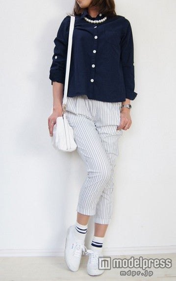 ピンストライプトラウザーパンツ「snowdrop」3,132円（税込）