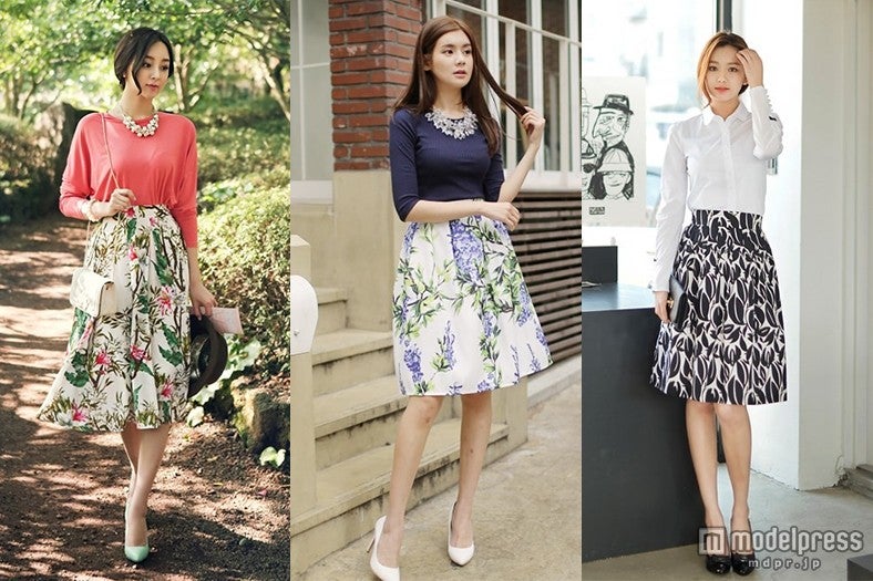 気分は初夏！ボタニカル柄スカートで上品スタイル