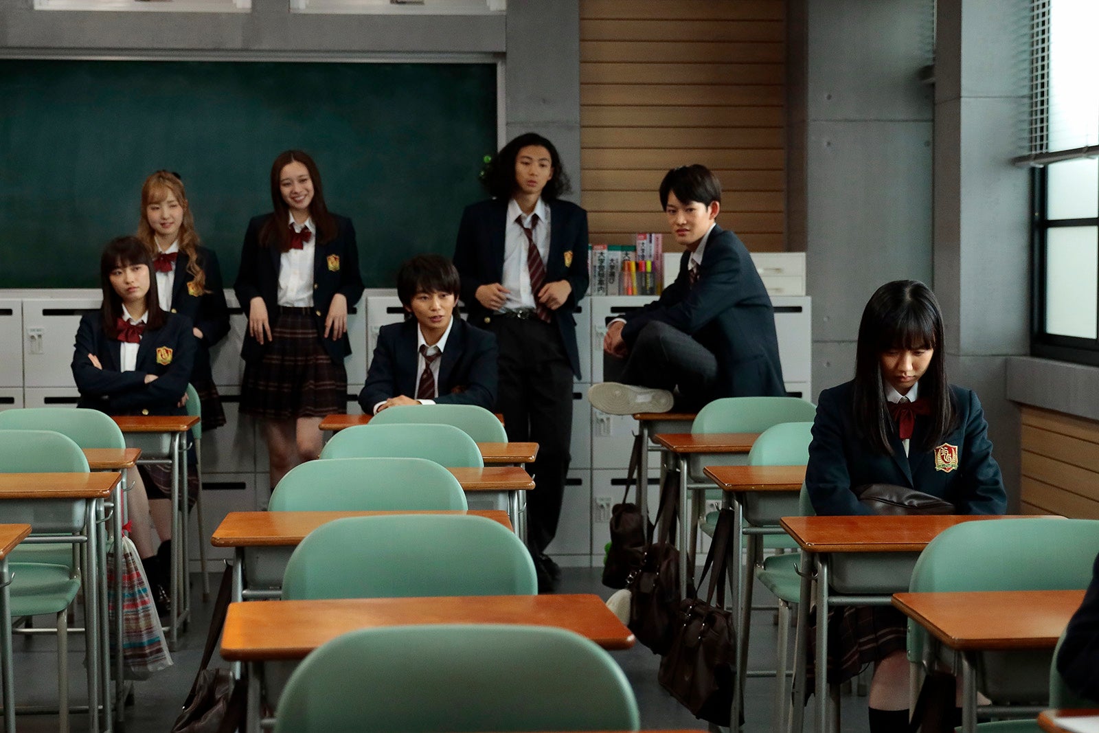 茅島みずき、本田仁美、田鍋梨々花、加藤清史郎、橘優輝、山時聡真、芦田愛菜「最高の教師 1年後、私は生徒に■された」第1話より（C）日本テレビ