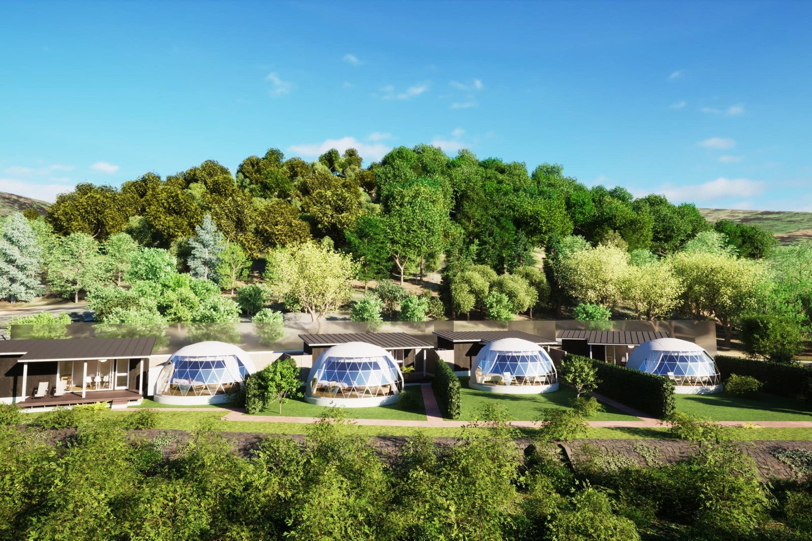 静岡・伊豆にリバーサイドグランピング「グランイン」自然に触れ温泉で癒しのひととき