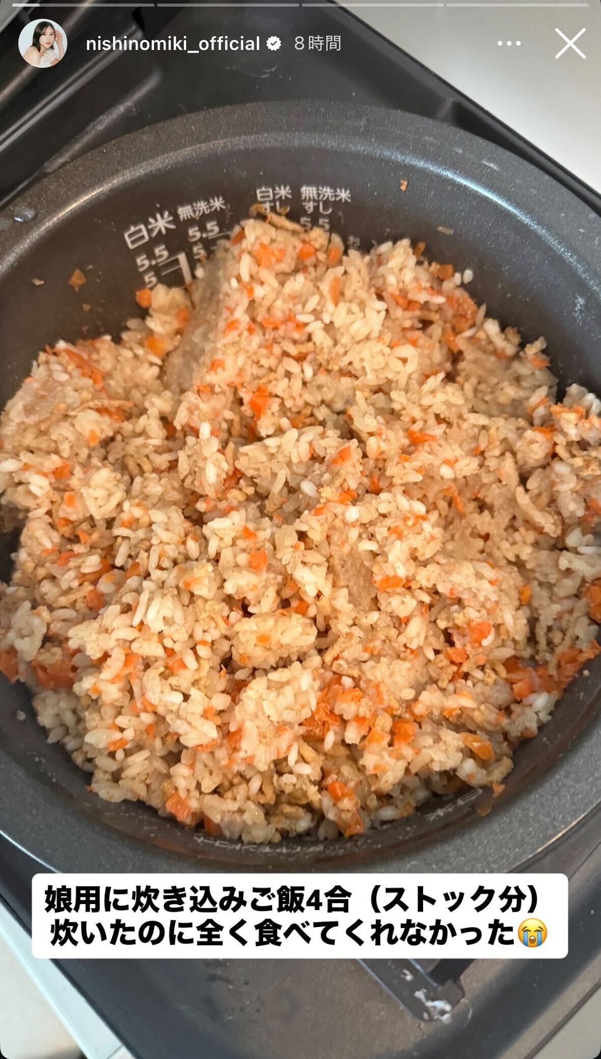 西野未姫Instagramストーリーズより