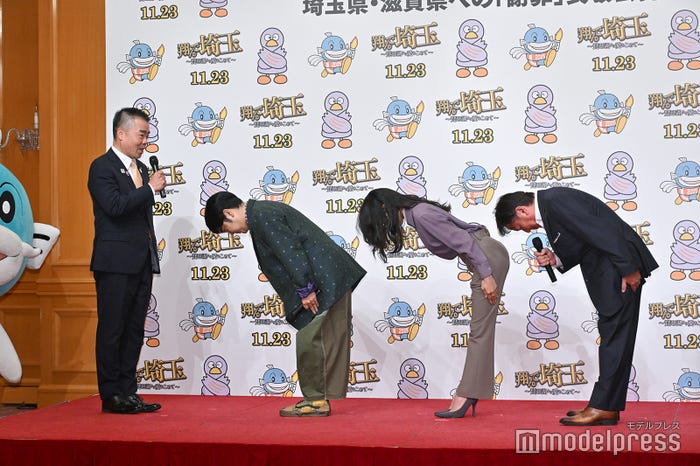 (左から)三日月大造氏、加藤諒、二階堂ふみ、武内英樹監督(C)モデルプレス