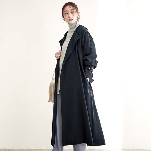 ネイビーのトレンチコートに合う冬コーデ 旬なレディースの着こなし方って モデルプレス