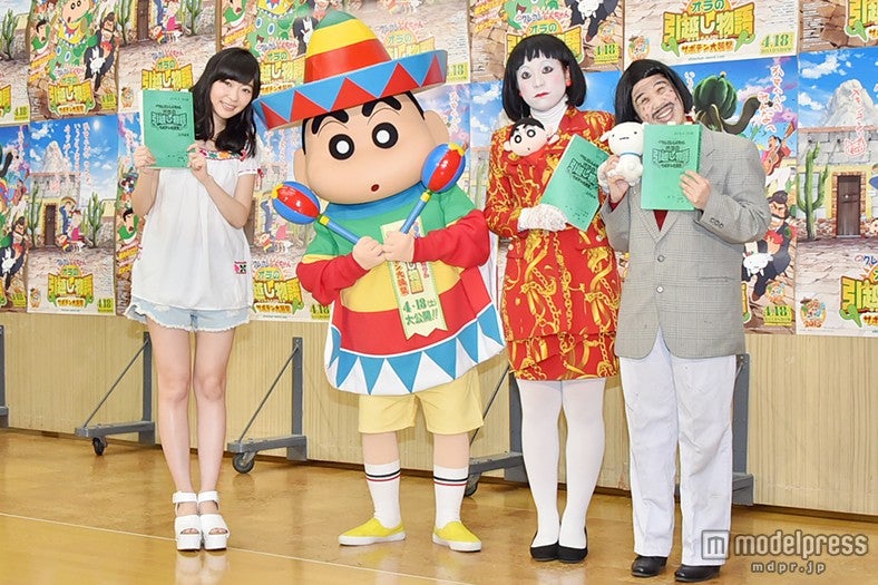 左から：指原莉乃、野原しんのすけ、日本エレキテル連合