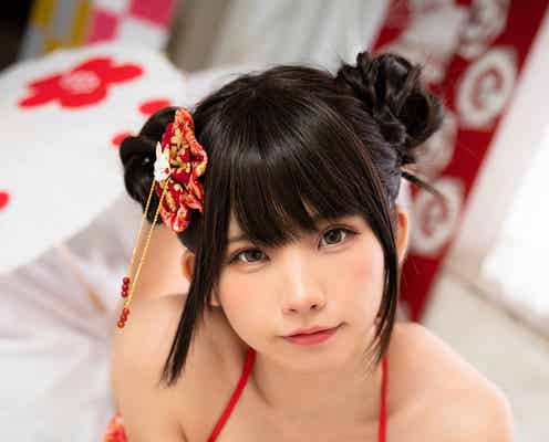 えなこ、キュートな“和水着”で美バスト披露 「GIRLS graph.」先行カット公開