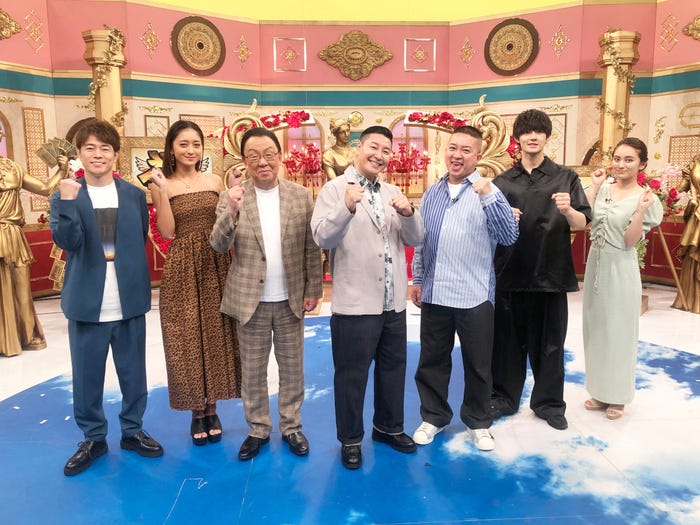(左から)陣内智則、みちょぱ、梅沢富美男、チョコレートプラネット(長田庄平、松尾駿)、佐野勇斗、岡田結実(C)TBS