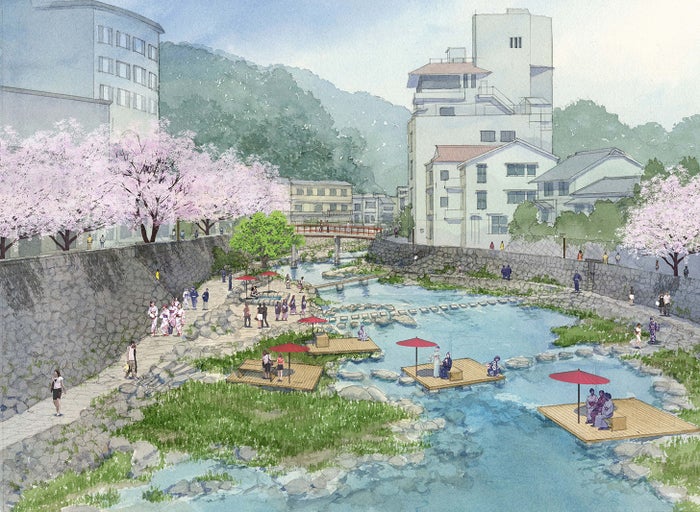 【長門湯本温泉】曙橋より下流イメージ／画像提供：星野リゾート