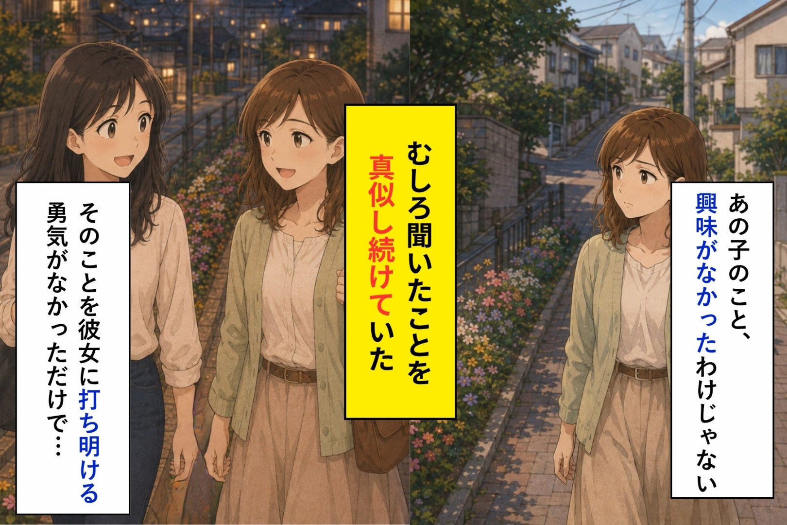 あの子の話になると反応を抑えていた私→半年後、「あの坂の花壇」で全部知られました