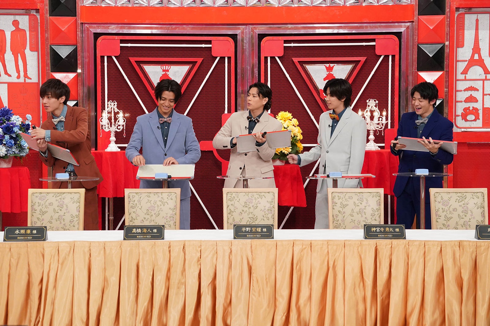 King ＆ Prince（左から）永瀬廉、高橋海人、平野紫耀、神宮寺勇太、岸優太（C）日本テレビ