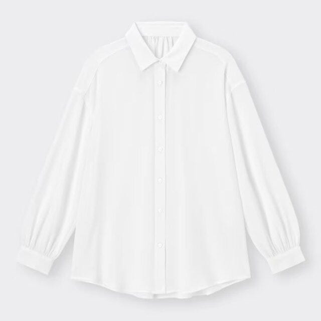 GU　シアートップス　シアーオーバーサイズシャツ