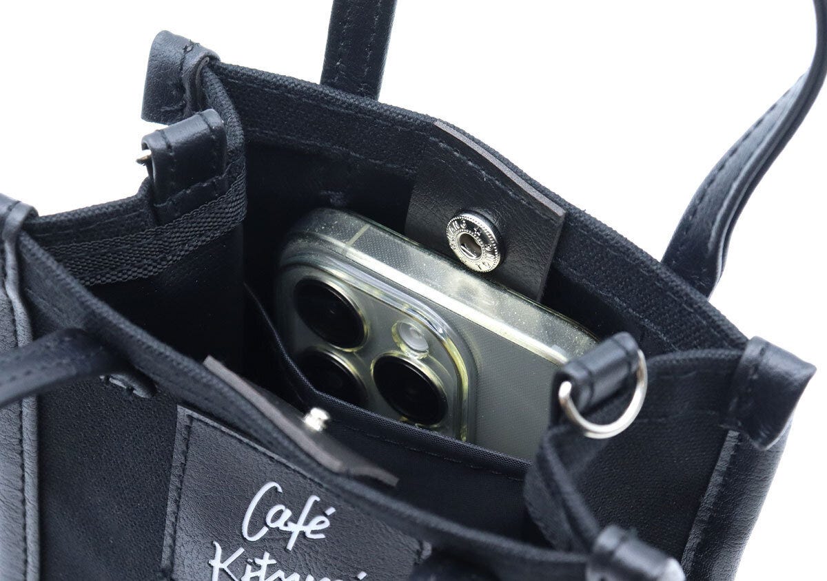 内ポケット カフェキツネ看板マダムスマホショルダー内ポケット