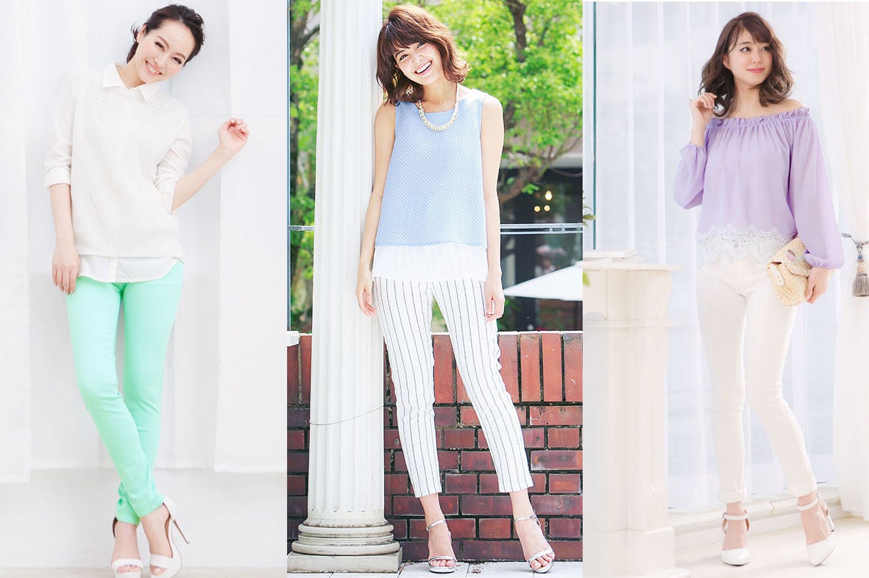 寒色パステルの愛されコーデで、ガーリーすぎない上品な甘さを演出