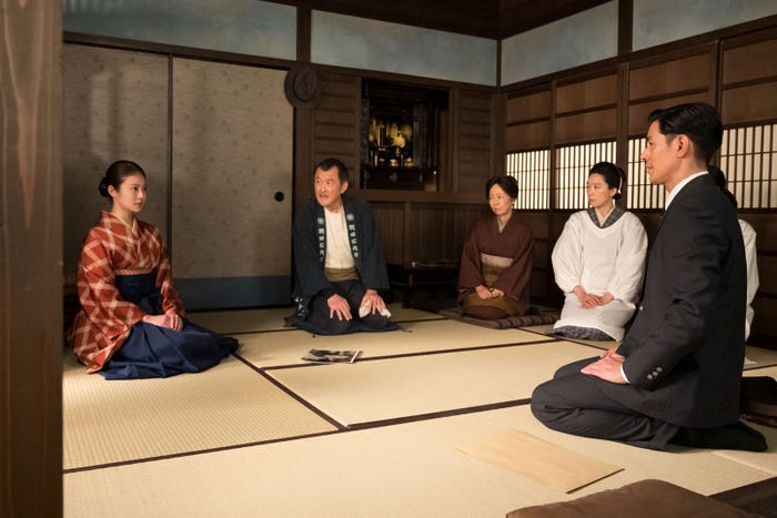 今田美桜、吉田鋼太郎、浅田美代子、江口のりこ、中島歩「あんぱん」(C)NHK