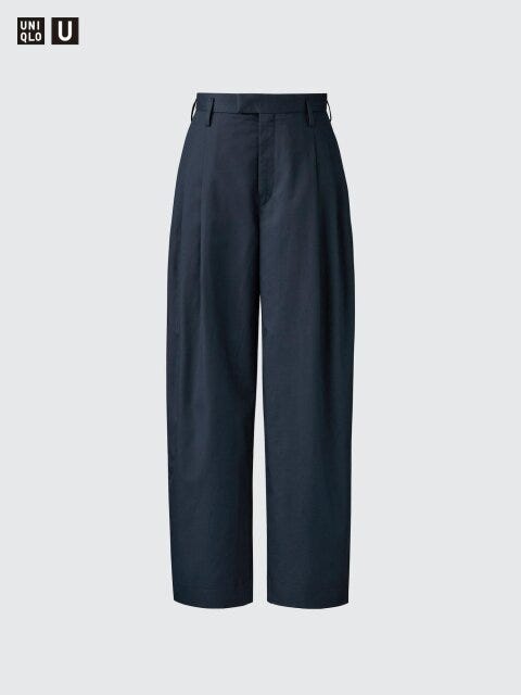 ユニクロ コットンブレンドタックワイドパンツ ユニクロのコットンブレンドタックワイドパンツ
