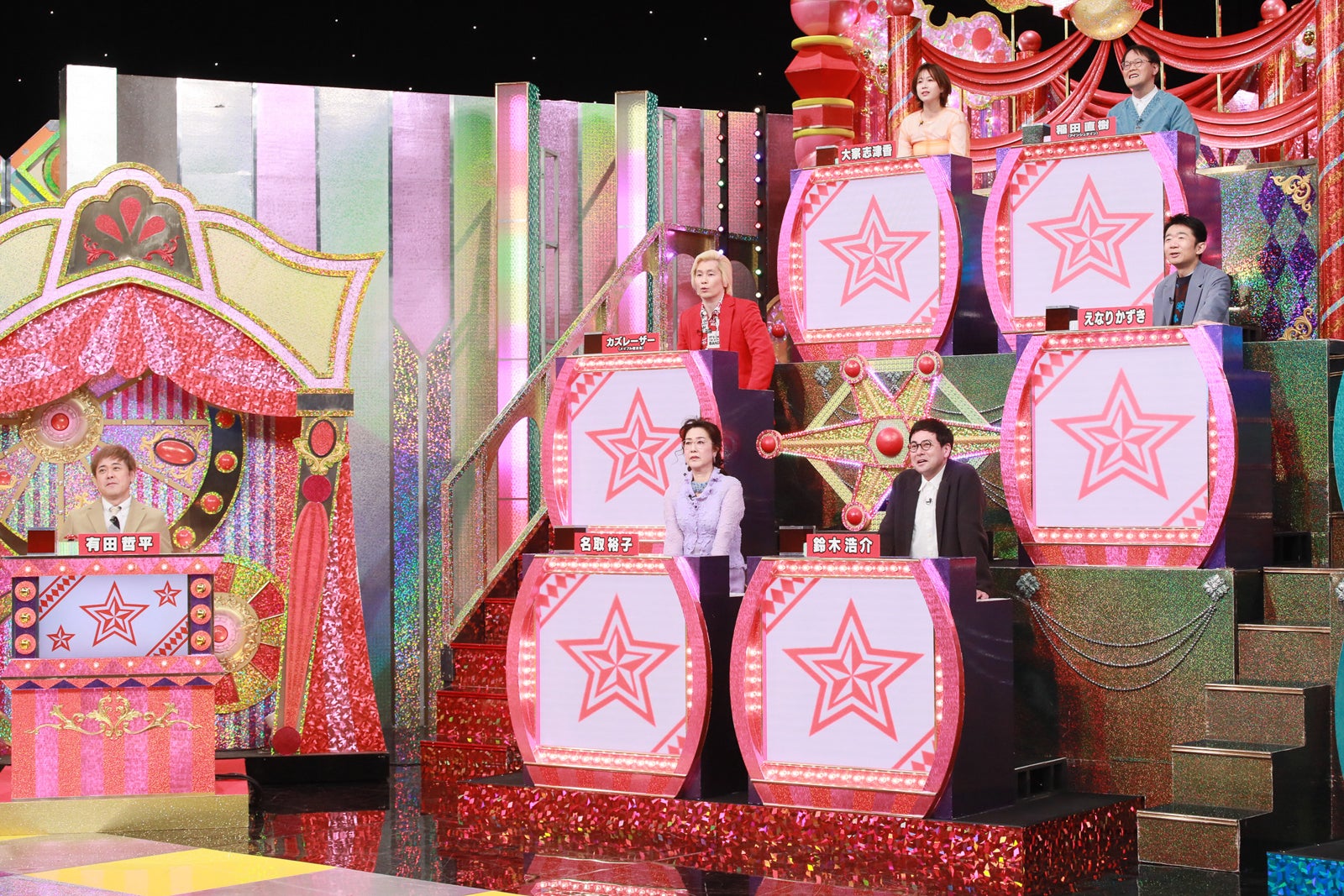 （1段目左から）有田哲平、名取裕子、鈴木浩介（2段目）カズレーザー、えなりかずき（3段目左から）大家志津香、稲田直樹（C）テレビ朝日
