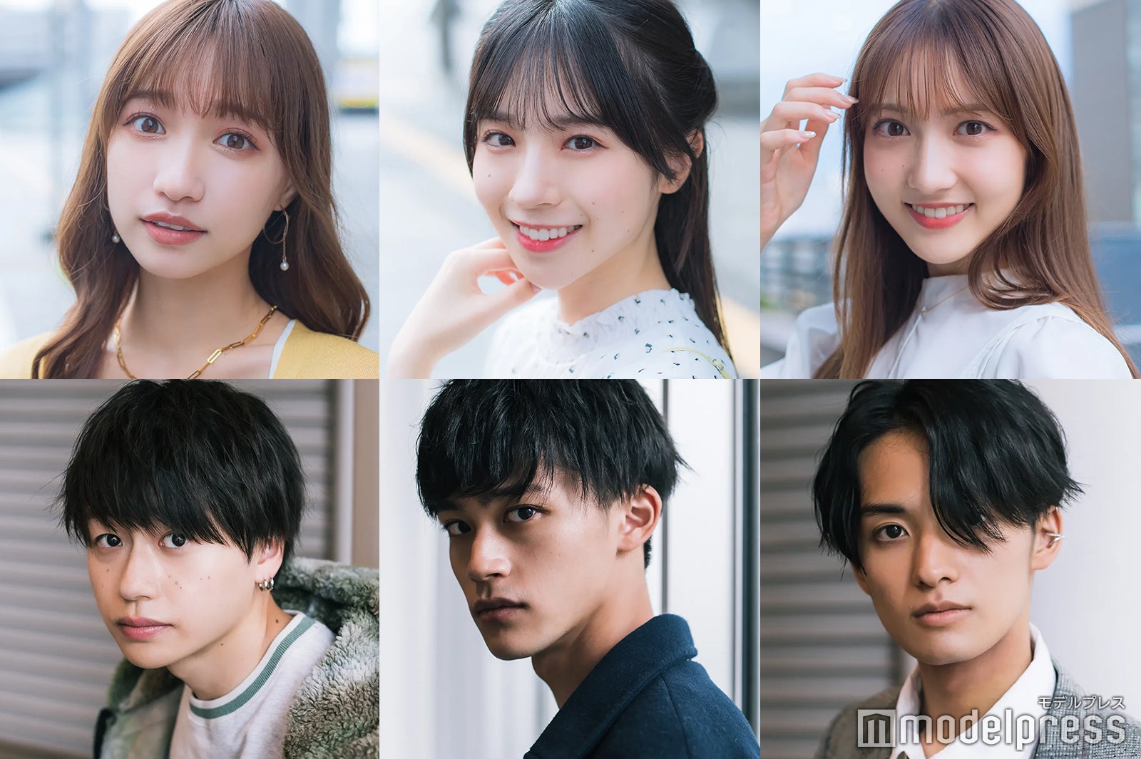 「ミスミスター青山コンテスト2022」（上段左から）永津明奈さん、五百住有希さん、宮崎葉苗さん（下段左から）和田怜さん、佐々木崇仁さん、川野航太郎さん（C）モデルプレス