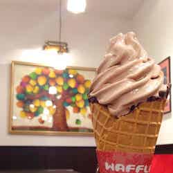 食べ歩きにもぴったりな「チョコレートの自家製ソフトクリーム」