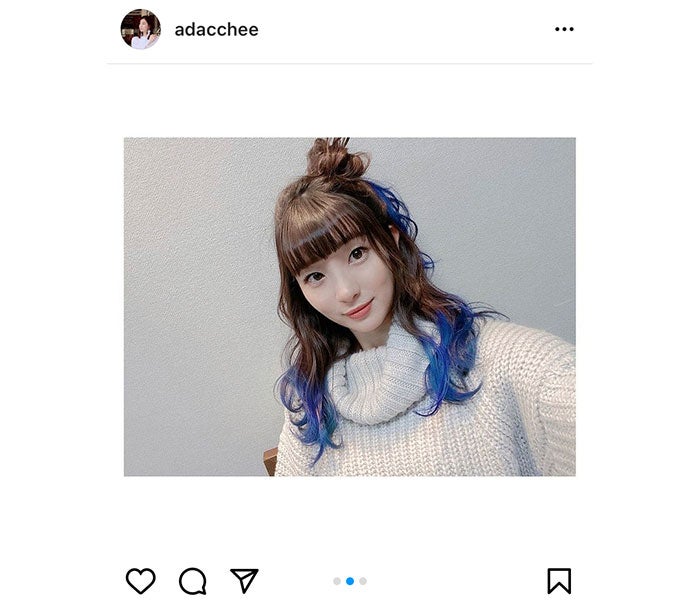 足立梨花 ブルーメッシュの新ヘアスタイルを披露 可愛い アニメに出てきそう モデルプレス