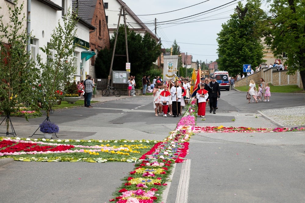 ザレシェ・シロンスキェの聖体節の花の道（写真：升谷 玲子）