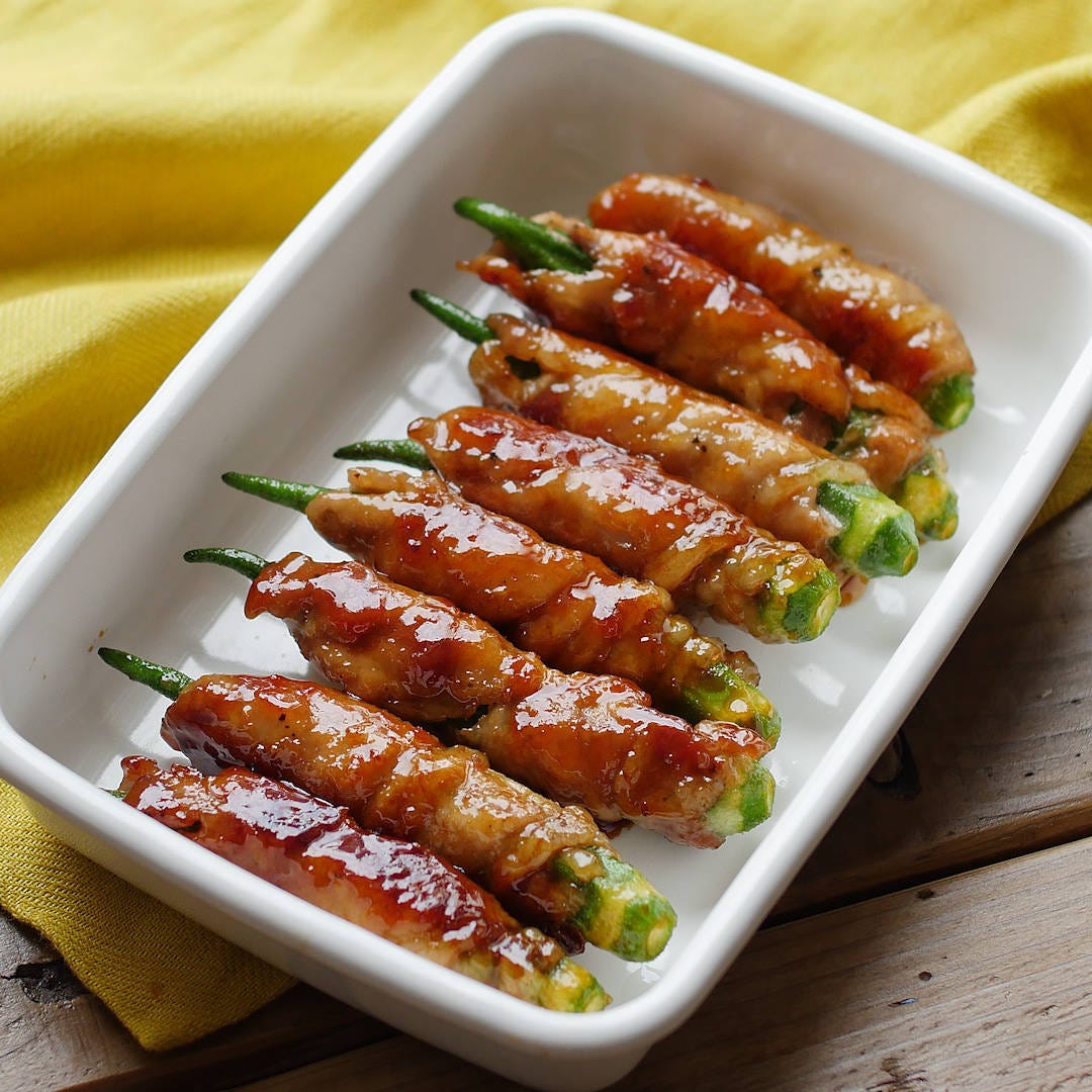 お弁当おかずにも!肉巻きオクラの照り焼き