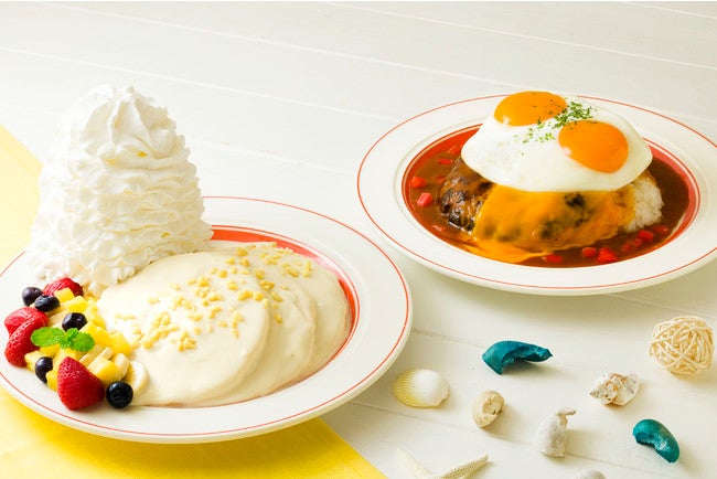 「ハワイアンマカダミアナッツパンケーキ」「ビッグアイランドロコ・モコ」／画像提供：Eggs’n Things Japan