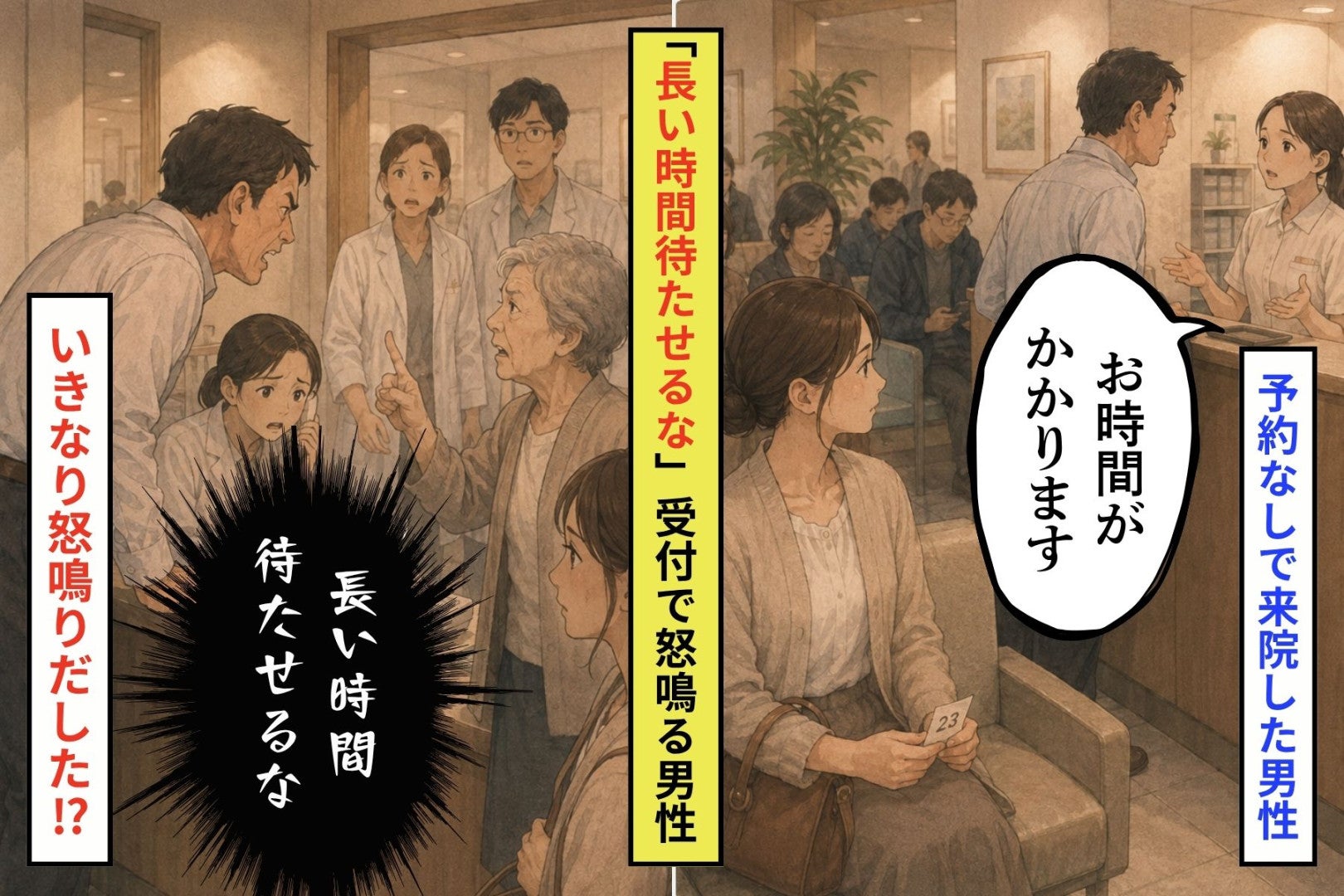 「長い時間待たせるな」受付で怒鳴る男性→年配の女性が返した言葉