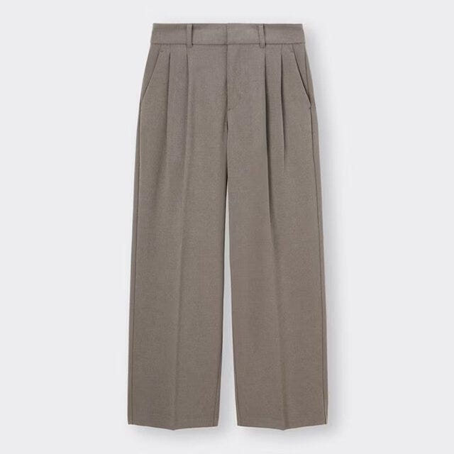 タックワイドパンツ　ブラウン　