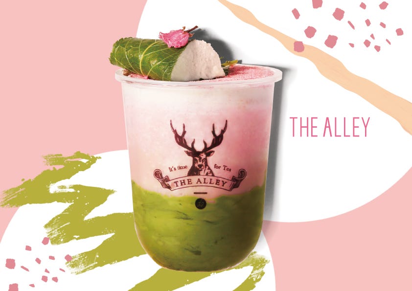 ジ アレイ、春限定さくらスムージー&抹茶ラテ登場 豆乳カスタムもスタート
