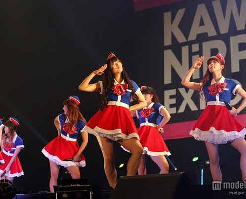 PASSPO☆、CA姿&美脚魅せのライブパフォーマンスに観客釘付け