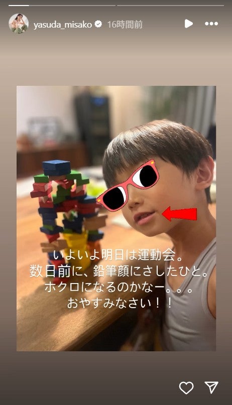 安田美沙子Instagramストーリーズより