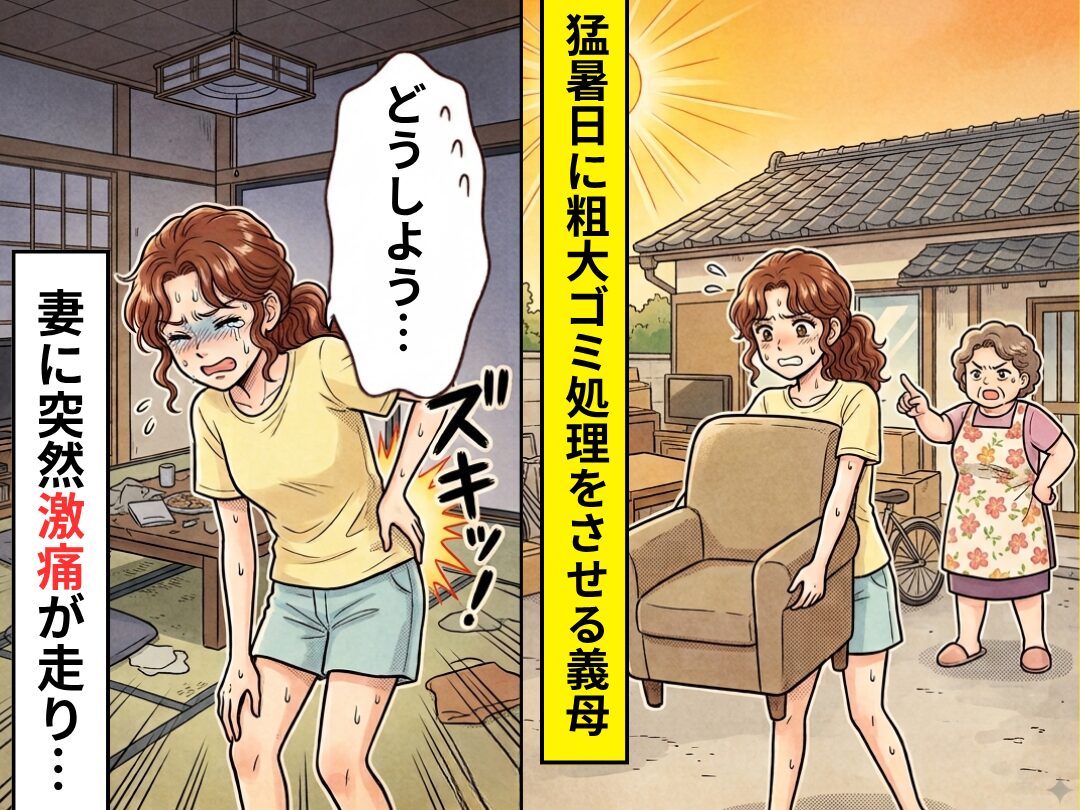 猛暑日に…義母から”粗大ゴミ処理”を押し付けられた！？しかし数時間後⇒激痛が走り…「どうしよう…」