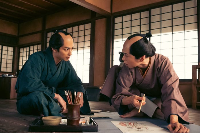 横浜流星、橋本淳「べらぼう~蔦重栄華乃夢噺~」第3話(C)NHK