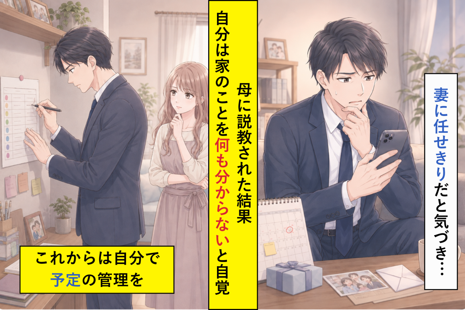 妻が家を空けた１日、何も分からず母に４回電話した俺→玄関で「そこ座りなさい」と言われた理由