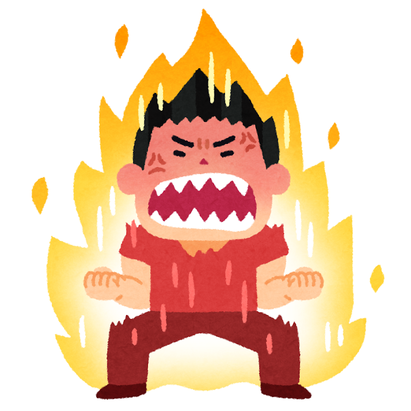 凄い怒る人のイラスト(男性)