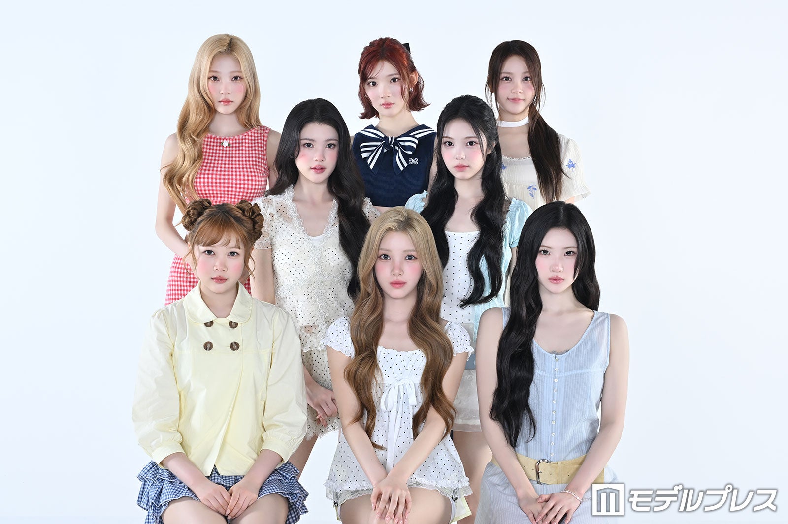モデルプレスのインタビュに応じたHearts2Hearts（上段左から）ステラ、ジウ、カルメン（中段左から）エイナ、イアン（下段左から）イェオン、ユハ、ジューン（C）モデルプレス