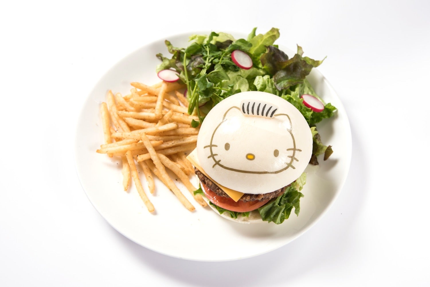 ハローキティとディアダニエルの ラブラブ バーガーシングル￥1,380（C）1976，1999，2017 SANRIO CO．，LTD．