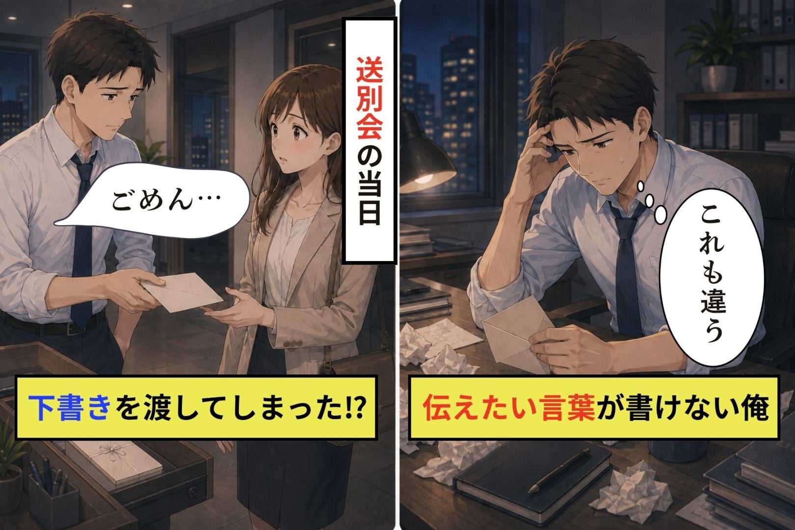 何度も書き直した送別カードを、下書きのまま渡した俺の本音
